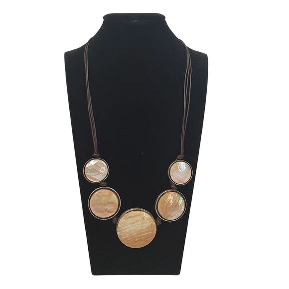Xc Round Iridescent Necklace Boho 10" Bohemian Signed - Picture 1 of 9